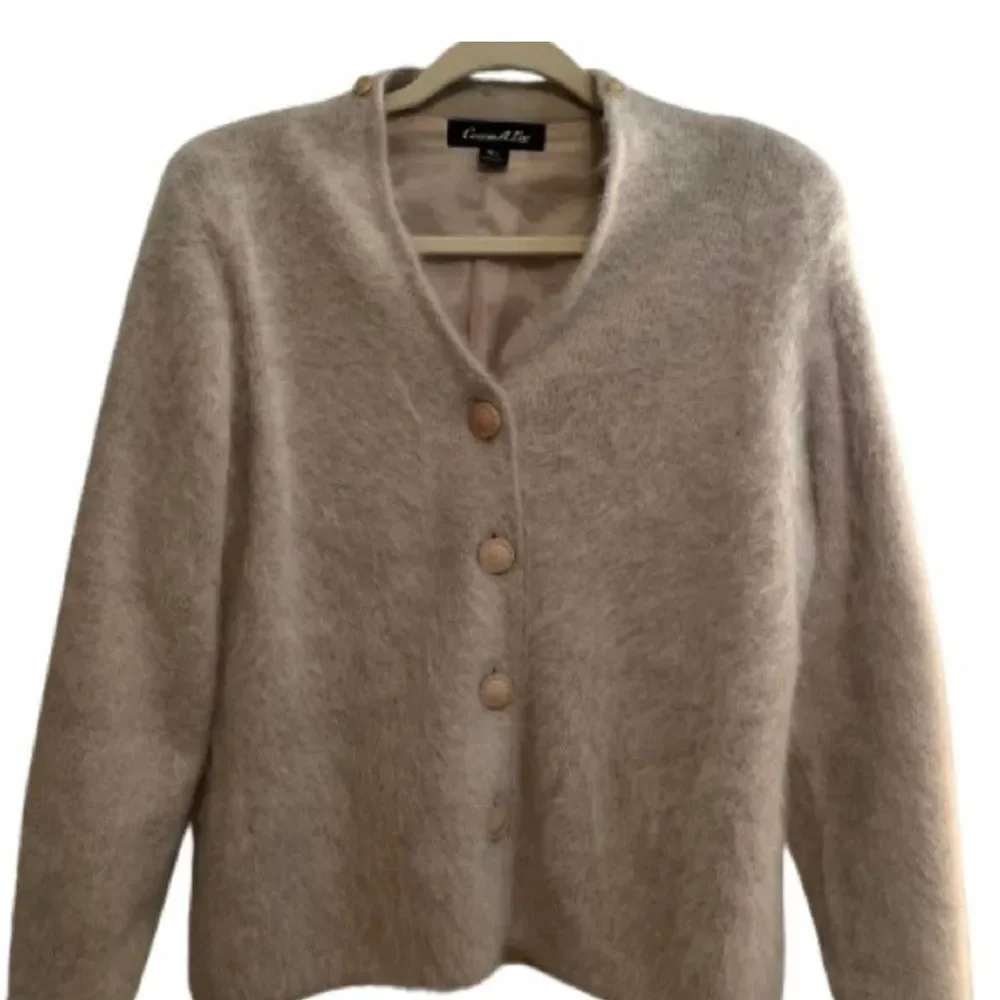 Connie A Lee Cream Teddy Sweater with Faux Fur Collar